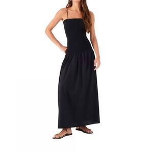 NEW DRESS TO cotton cropped lastex dress in black